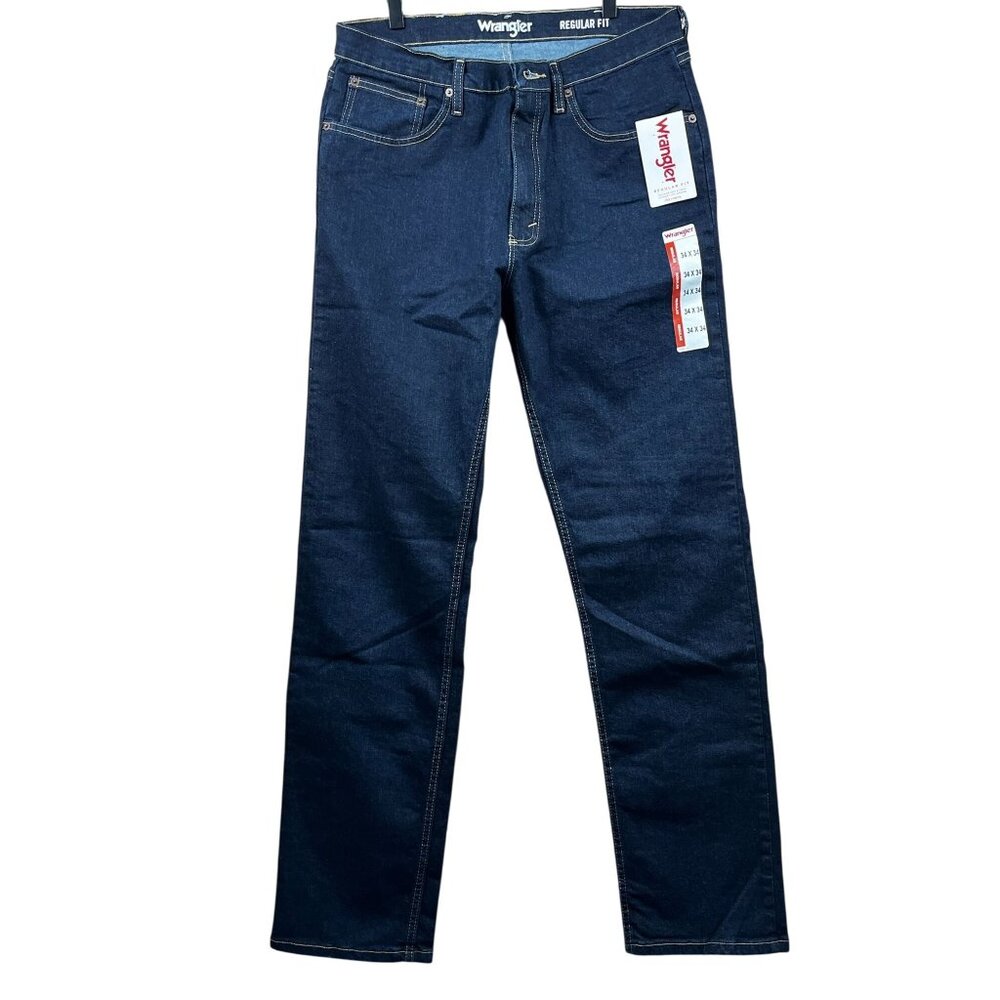 Wrangler Mens Jeans Regular Fit Stretch Denim 34 X 34 Blue
